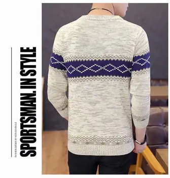 Мужской весенне-осенний тонкий эластичный пуловер с круглым вырезом в индивидуальную полоску с цветными блоками, модный свитер в британском стиле 5