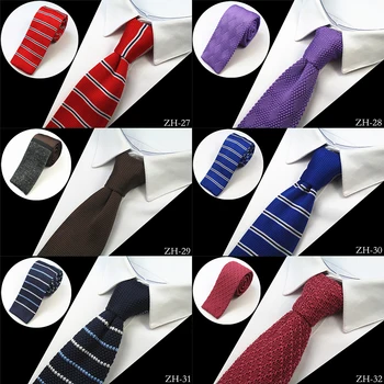 Мужской полосатый галстук из хлопчатобумажной вязки длиной 5,5 см для офиса, деловых свадеб, официальных мероприятий, модный тонкий плоский галстук