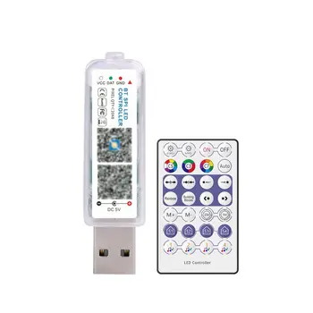 Музыкальный контроллер 5V Led Поставляется с микрофонным звукоснимателем Регулировка яркости Контроллер RGB света Адресуемый мини контроллер приложения Bluetooth
