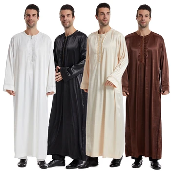 Мусульманский Халат Мужчины Саудовская Аравия С Длинным Рукавом Джубба Тобе На Молнии Исламская Одежда Турция Традиционный Дубай Арабские Платья Кафтан Ид Рамадан