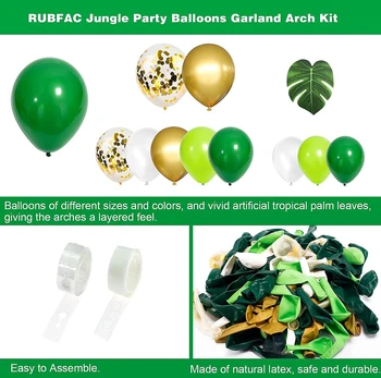 Набор для гирлянды с животными Jungle Safair, золотые шары с конфетти, искусственные тропические пальмовые листья, Вечеринка по случаю дня рождения, детский душ 5