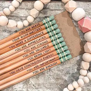 Набор карандашей, 10 деревянных изречений для студентов и преподавателей, Персонализированные объемные подарки-комплименты 4
