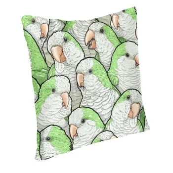 Наволочка с зелеными попугаями-квакерами, декоративная подушка для дома, украшение для салона в скандинавском стиле, Квадратная наволочка 1
