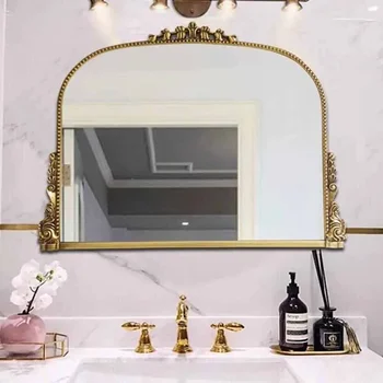 Настенное Скандинавское Зеркало Для Ванной Комнаты Прямоугольник Для Макияжа Золотой Дисплей Зеркало Для Ванной Комнаты Стеклянный Туалетный Столик Espejo Maquillaje Luz Мебель Для комнаты 3