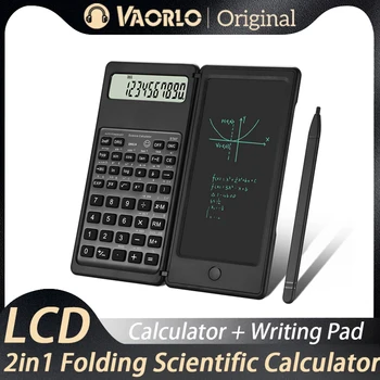 Научный калькулятор VAORLO с ЖК-дисплеем, блокнот для письма со стилусом, портативный складной калькулятор для студентов, обновленная версия
