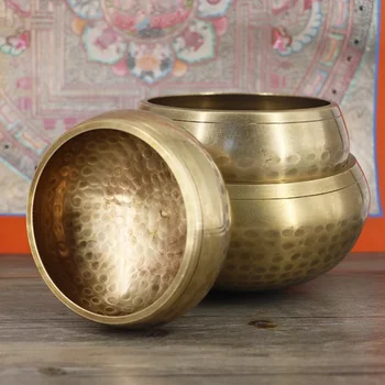 Непал, Тибет, Звуковая чаша Будды ручной работы, чаша для медитации, поющая чаша для йоги, Медный перезвон, музыкальная терапия ручной работы, Тибетская поющая чаша 1