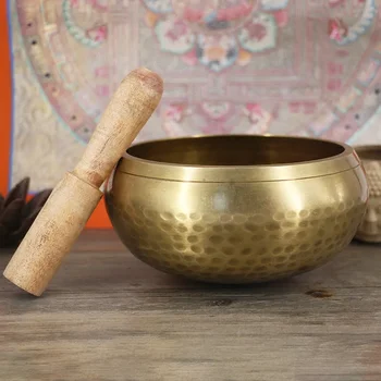 Непал, Тибет, Звуковая чаша Будды ручной работы, чаша для медитации, поющая чаша для йоги, Медный перезвон, музыкальная терапия ручной работы, Тибетская поющая чаша 2