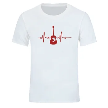 Новая летняя футболка с гитарой, музыкальная модная повседневная футболка с круглым вырезом, 100% хлопок, дышащий фитнес-топ, футболка в стиле хип-хоп, Размер ЕС 2
