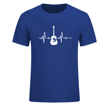 Новая летняя футболка с гитарой, музыкальная модная повседневная футболка с круглым вырезом, 100% хлопок, дышащий фитнес-топ, футболка в стиле хип-хоп, Размер ЕС 3