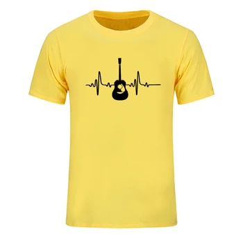 Новая летняя футболка с гитарой, музыкальная модная повседневная футболка с круглым вырезом, 100% хлопок, дышащий фитнес-топ, футболка в стиле хип-хоп, Размер ЕС 4