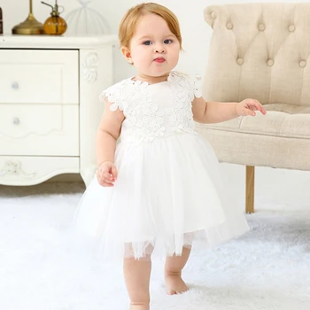 Новое платье для новорожденных девочек, платья принцессы для крещения новорожденных, платье для вечеринки на 1-й День рождения, Белое вечернее платье для Крещения, Платье 0