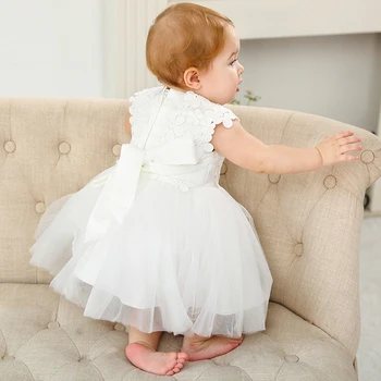 Новое платье для новорожденных девочек, платья принцессы для крещения новорожденных, платье для вечеринки на 1-й День рождения, Белое вечернее платье для Крещения, Платье 2
