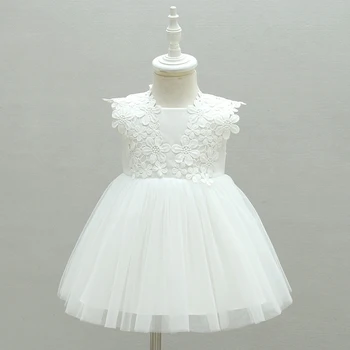 Новое платье для новорожденных девочек, платья принцессы для крещения новорожденных, платье для вечеринки на 1-й День рождения, Белое вечернее платье для Крещения, Платье 3