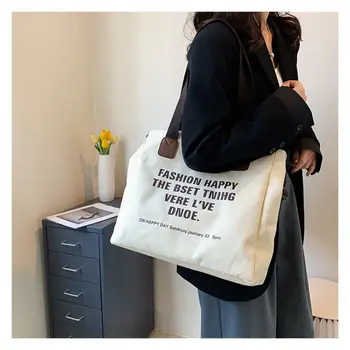 Новый дизайн с буквами, женская холщовая сумка, кошельки, сумки, сумки через плечо, сумка-тоут 1