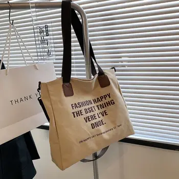 Новый дизайн с буквами, женская холщовая сумка, кошельки, сумки, сумки через плечо, сумка-тоут 2