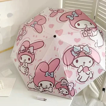 Новый Полностью автоматический зонт Sanrio Melody с мультяшным аниме Y2k Fashion, устойчивый к ветру и воде, защита от солнца и дождя, УФ-излучение 0