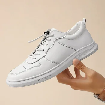 Обувь для мужчин 2023, осенние мужские кроссовки с низким берцем, простые и универсальные белые кроссовки, легкая и удобная мужская обувь на плоской подошве 4