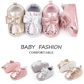 Обувь для новорожденных девочек с блестящим бантом, Милая обувь для малышей, Дышащая обувь принцессы на мягкой подошве, Zapatos Para Bebe для девочек