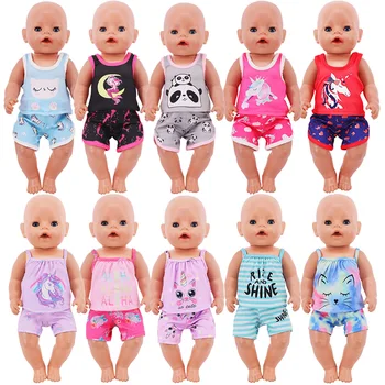 Одежда для кукол, топы с принтом, слинг + шорты, подходят для 18-дюймовой американской куклы и 43-сантиметровой куклы-Реборн, аксессуары для кукол-Реборн, подарок для игрушек нашего поколения