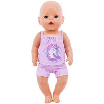 Одежда для кукол, топы с принтом, слинг + шорты, подходят для 18-дюймовой американской куклы и 43-сантиметровой куклы-Реборн, аксессуары для кукол-Реборн, подарок для игрушек нашего поколения 1