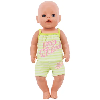 Одежда для кукол, топы с принтом, слинг + шорты, подходят для 18-дюймовой американской куклы и 43-сантиметровой куклы-Реборн, аксессуары для кукол-Реборн, подарок для игрушек нашего поколения 2
