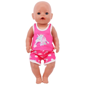 Одежда для кукол, топы с принтом, слинг + шорты, подходят для 18-дюймовой американской куклы и 43-сантиметровой куклы-Реборн, аксессуары для кукол-Реборн, подарок для игрушек нашего поколения 5