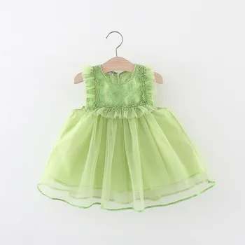 Одежда для маленьких девочек, летняя мода, платья принцессы с бантом без рукавов на день рождения 1 года, одежда для маленьких девочек