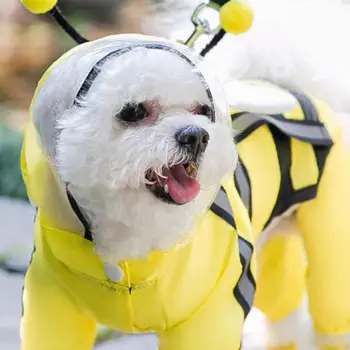 Одежда для собак от дождя Дождевик для собак Непромокаемый дождевик Дождевик с капюшоном и светоотражающими полосками для щенков Собак Кошек 5