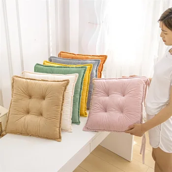 Однотонная утолщенная подушка плюшевая подушка для стула квадратная подушка для стула студенческая подушка зимняя домашняя подушка для обеденного стула 3