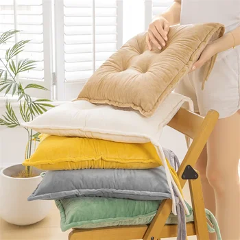 Однотонная утолщенная подушка плюшевая подушка для стула квадратная подушка для стула студенческая подушка зимняя домашняя подушка для обеденного стула 4