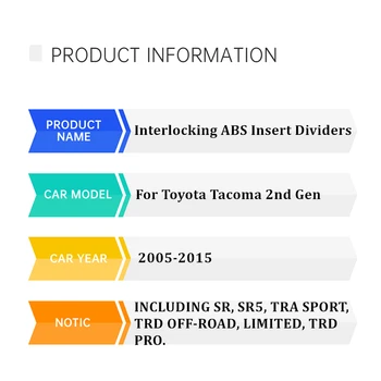 Органайзер для разделителей центральной консоли Toyota Tacoma 2005-2015 Аксессуары 2-го поколения, коробка для вставки ABS для вторичного хранения 5
