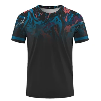 Освежающая летняя мужская одежда контрастного цвета, футболка с простым рисунком, круглый вырез с 3D-принтом, спортивный повседневный топ с короткими рукавами 1