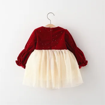 Осенне-Зимнее детское платье, Рождественское платье принцессы для девочек, одежда для дошкольного возраста, Флисовая сетка с длинным рукавом, милая повседневная одежда 3