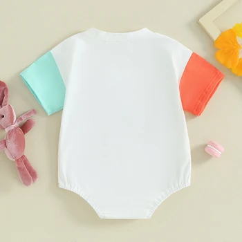 Пасхальный наряд для маленьких мальчиков и девочек, футболка с вышивкой Hunny Bunny, комбинезон, боди с круглым вырезом 0