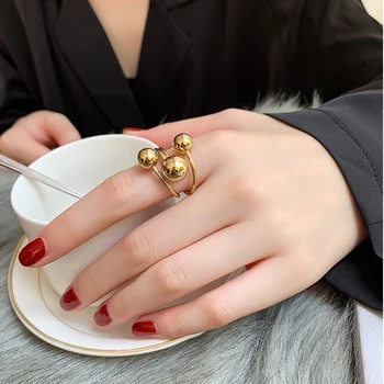 Планета Круглая неправильной геометрической формы, Преувеличенного серебристого цвета, Регулируемое кольцо на указательный палец для женщин, простые модные украшения 3