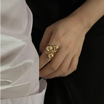 Планета Круглая неправильной геометрической формы, Преувеличенного серебристого цвета, Регулируемое кольцо на указательный палец для женщин, простые модные украшения 4