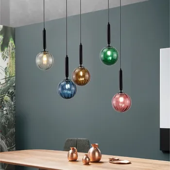 Подвесной светильник в современном роскошном стиле, стеклянный шар с водяным узором, абажур, светильники для столовой, украшения спальни, подвесной светильник