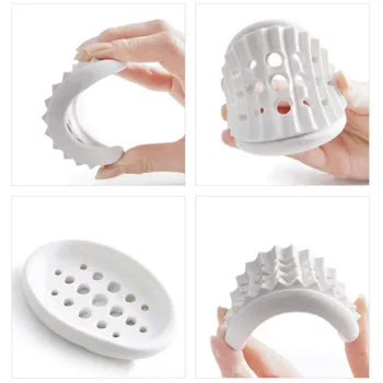 Подставка для мыла со сливными отверстиями для ванной Губка для мытья посуды Силиконовая для слива 0
