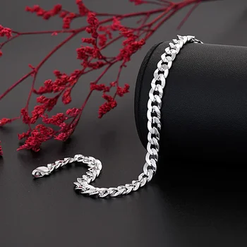 Популярный бренд из стерлингового серебра 925 пробы, элегантные браслеты-цепочки диаметром 7 мм, набор украшений для мужчин и женщин, модные подарки для вечеринок, свадебные подарки 5