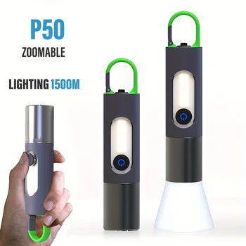 Портативный Мини Светодиодный брелок-фонарик Супер яркий перезаряжаемый через USB Мощный масштабируемый фонарик для рыбалки, кемпинга, палатки, фонаря, лампы 0