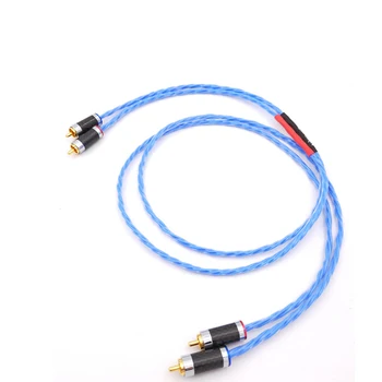 Посеребренный кабель Hifi Синий соединительный кабель RCA с позолотой Wgite