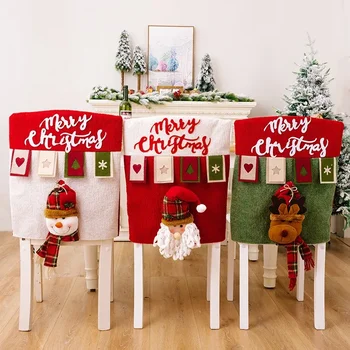 Принадлежности для рождественских украшений Мультяшный трехмерный чехол для стула старика, чехол для стула снеговика, Лося, Рождественское украшение для дома