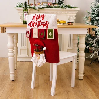 Принадлежности для рождественских украшений Мультяшный трехмерный чехол для стула старика, чехол для стула снеговика, Лося, Рождественское украшение для дома 4
