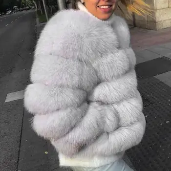 Простое элегантное женское пальто, стильная женская куртка из искусственного меха, элегантное однотонное пальто на осень-зиму с модным длинным рукавом 3