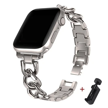 Ремешок Cuban Link для Apple watch Band 40 мм 41 мм 38 мм 44 мм 49 45 42 Металлический браслет из нержавеющей стали iWatch series ultra 8 7 6 3 se