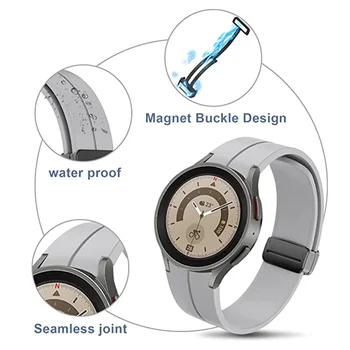 Ремешок для Samsung Watch 6 4/5 40-44 мм Watch 5 Pro 45 мм силиконовый ремешок с оригинальной магнитной пряжкой для Galaxy Watch 4 Classic 42-46 мм 3