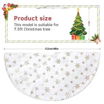 Рождественская елка, напольное покрытие, юбка для рождественской елки, перламутровые снежинки, блестки, белая плюшевая юбка для елки, коврик для рождественской елки 5