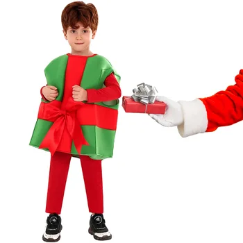 Рождественские Детские Костюмы для косплея, Подарочная коробка, Праздничная вечеринка Для мальчиков и девочек, Карнавал, Школьная мода, Милый Забавный Сценический костюм, одежда