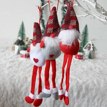 Рождественские украшения, плюшевые подвески с рождественскими куклами на длинных ножках, Креативные подвески для украшения рождественского шкафа 0