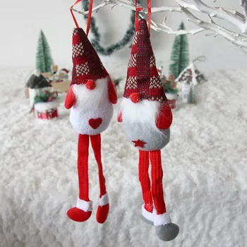Рождественские украшения, плюшевые подвески с рождественскими куклами на длинных ножках, Креативные подвески для украшения рождественского шкафа 1